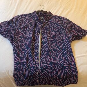 Chubbies Abstract Pattern Shirt in Dark Blue and Pink